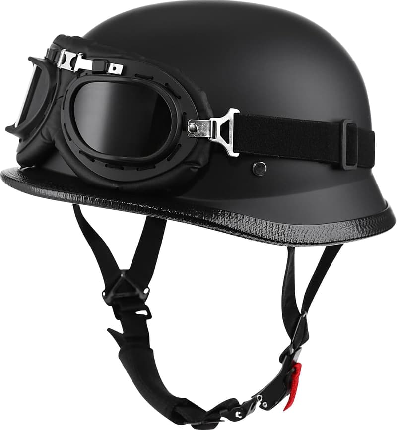 DOT Approved German Half Shell Motorcycle Helmet with Cycling Glasses