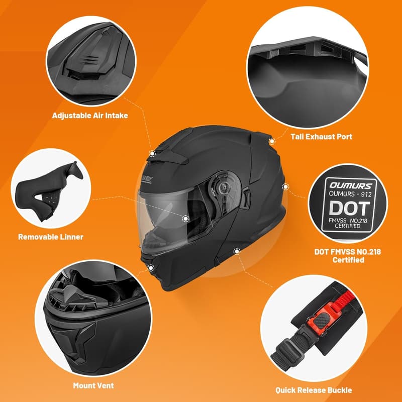 Unisex Full Face Flip-Up Motorcycle Helmet Model 912
