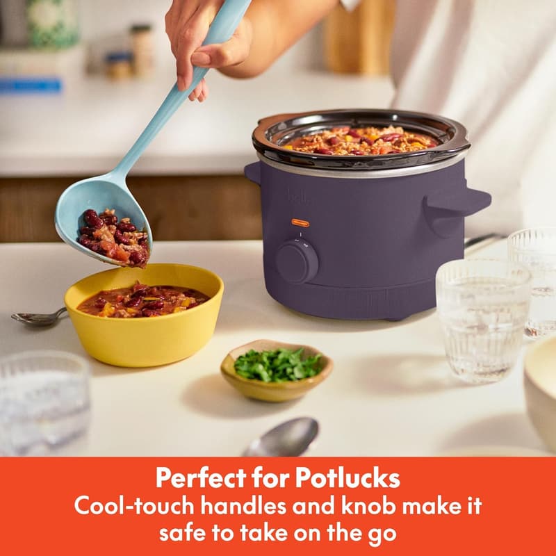 Bella 1.5 Qt Slow Cooker with Nonstick Ceramic, Plum