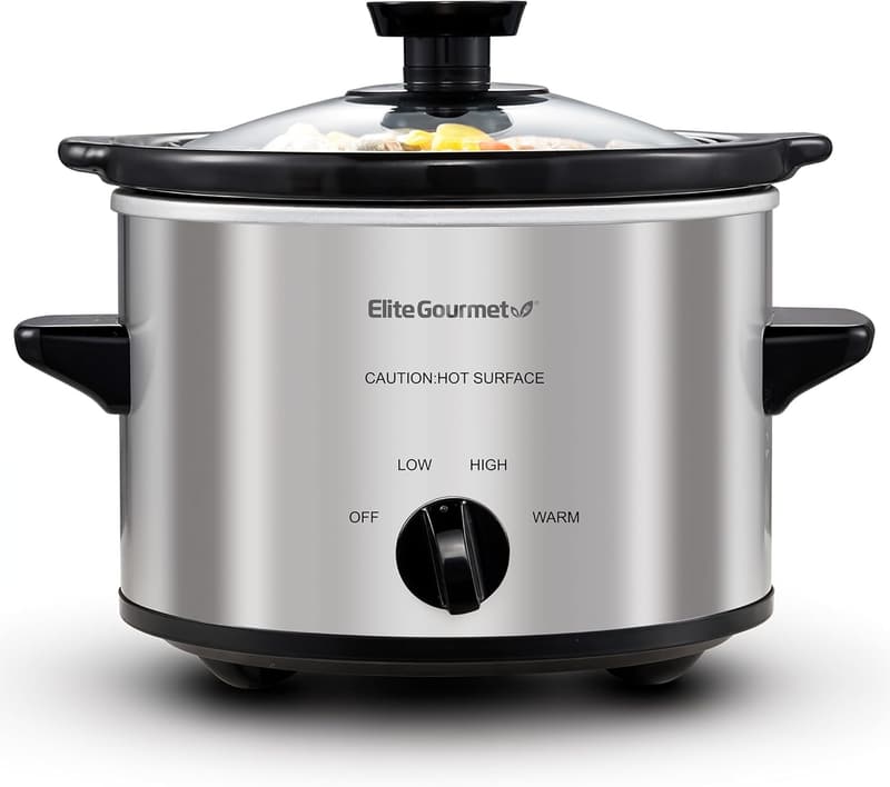 Adjustable Temperature Electric Slow Cooker, 1.5 Quart, Stainless Steel
