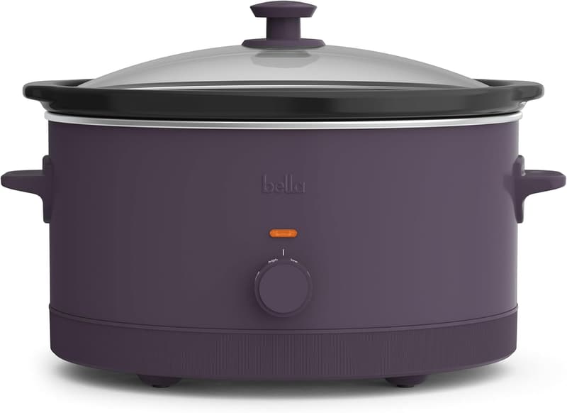 Bella 6.0 Qt Plum Slow Cooker with Nonstick Ceramic Coating