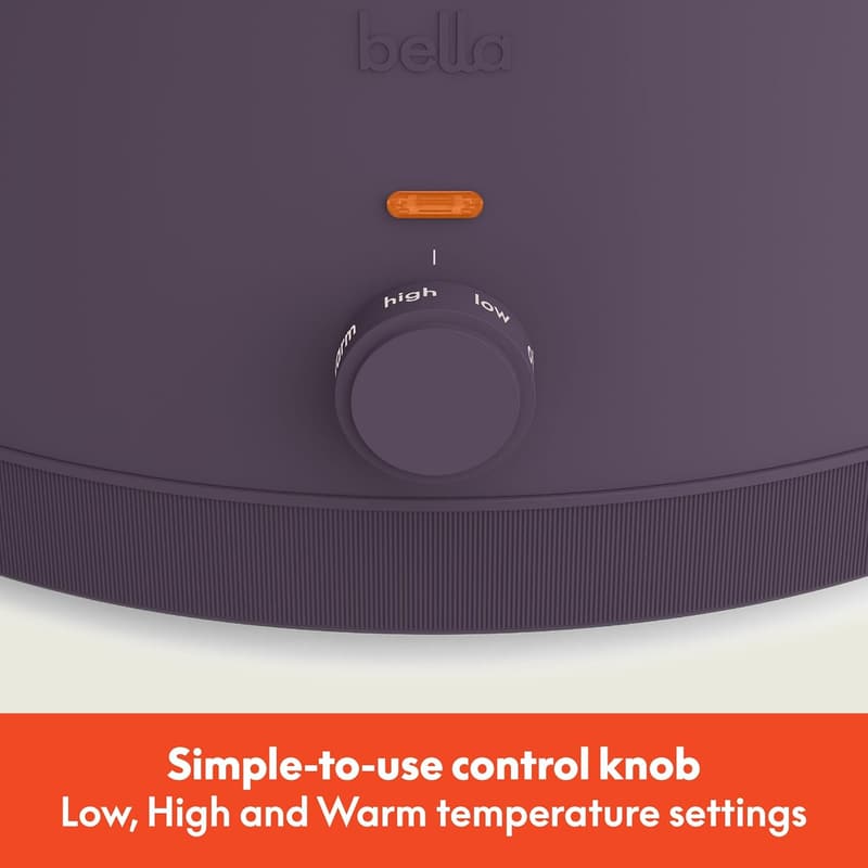 Bella 6.0 Qt Plum Slow Cooker with Nonstick Ceramic Coating