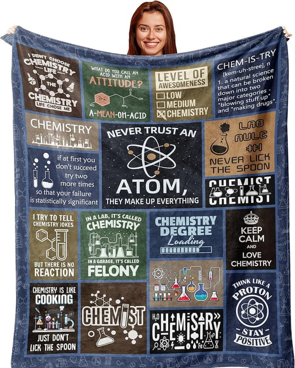 Chemistry Blanket Gift for Students, Teachers, 60x50 in