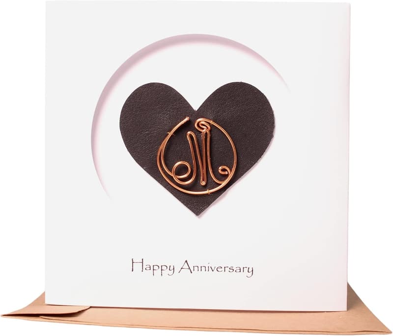 Anniversary Gift: Personalized Copper Initial Card for Couples