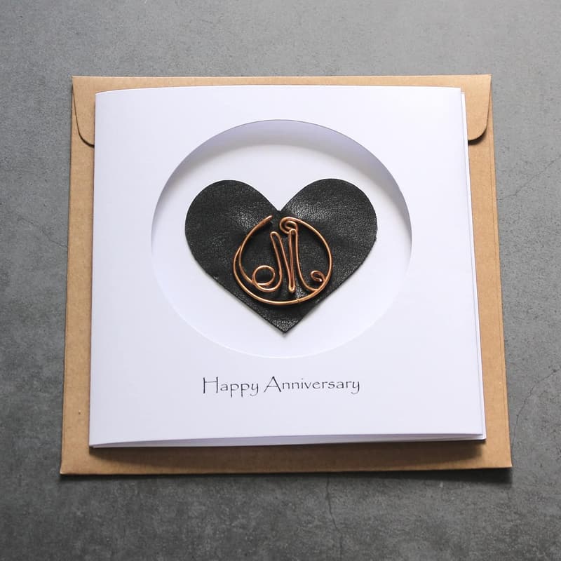 Anniversary Gift: Personalized Copper Initial Card for Couples