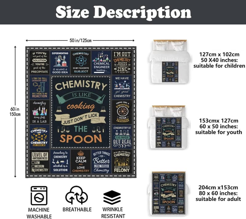 Chemistry Gift Blanket for Teachers & Students - 60