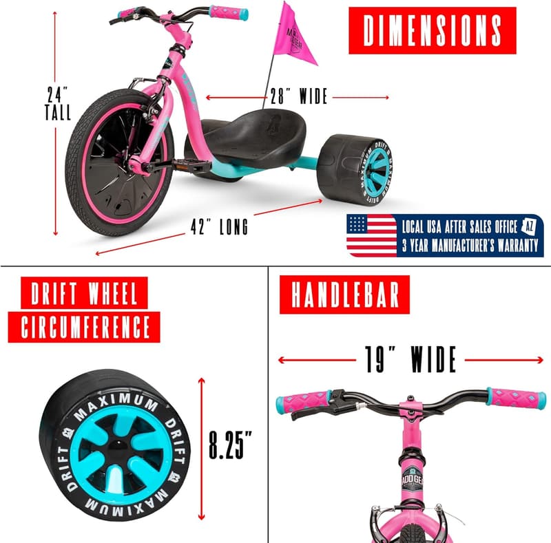 Kids' Drift Trike with Adjustable Seat & Big 16