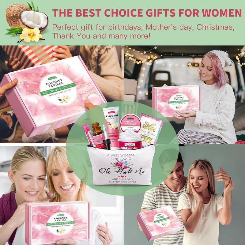 Birthday Spa Gift Set for Women - Travel Size Coconut Vanilla