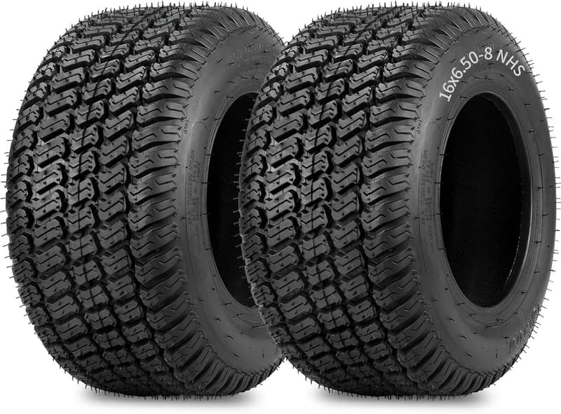 16x6.5-8 Tubeless Lawn Mower Tire - 4 Ply Turf-S Pattern (2 Pack)