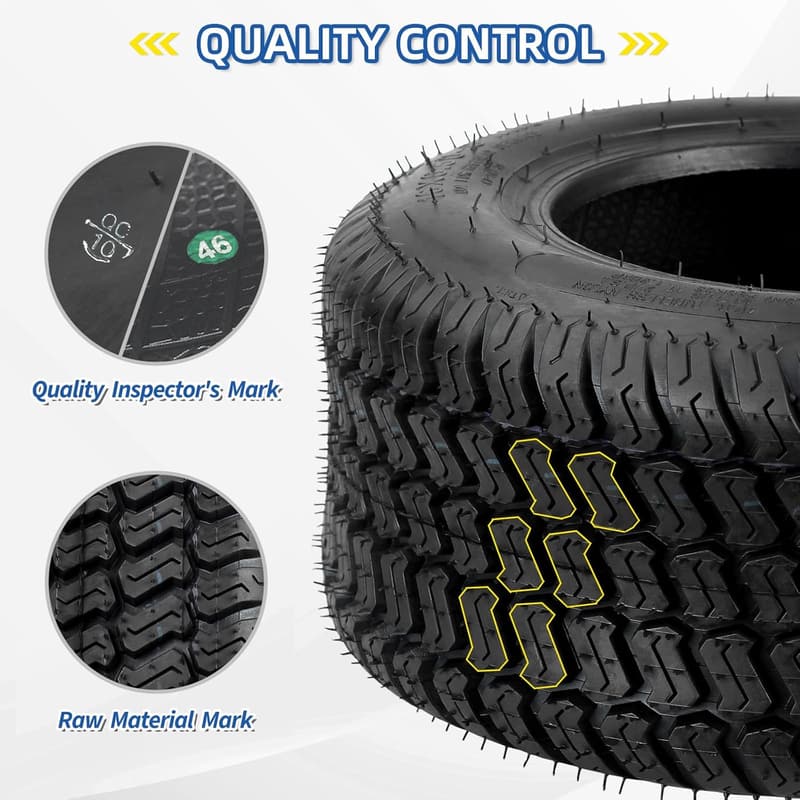 16x6.5-8 Tubeless Lawn Mower Tire - 4 Ply Turf-S Pattern (2 Pack)