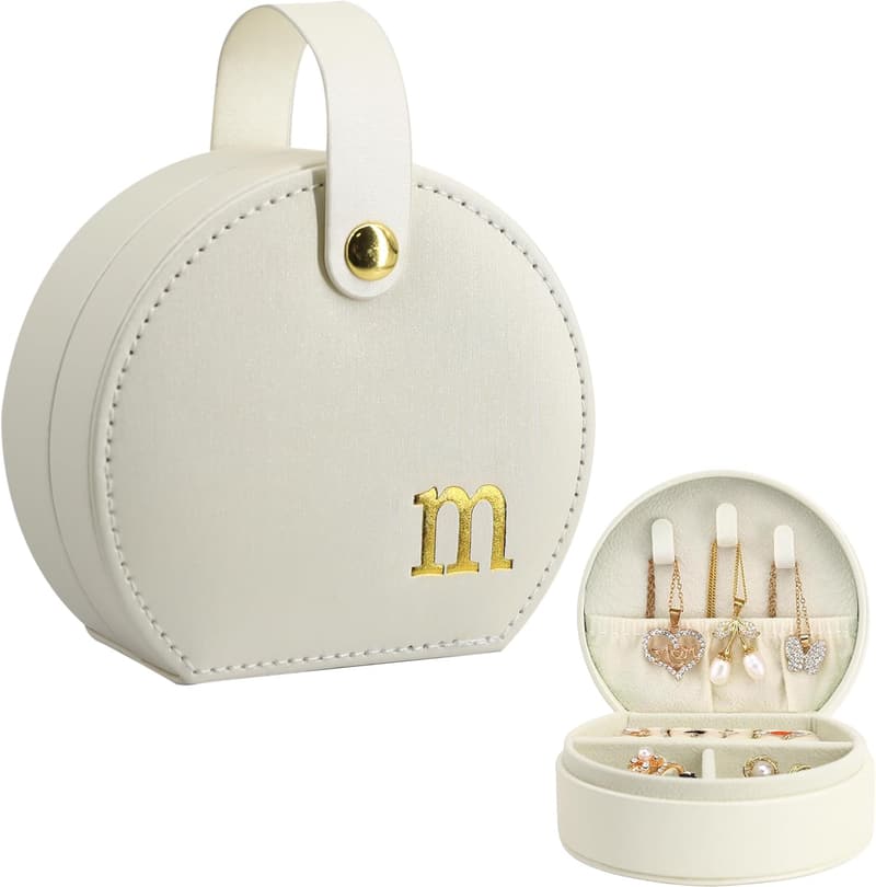 Personalized Travel Jewelry Case - Elegant Half-Moon Design