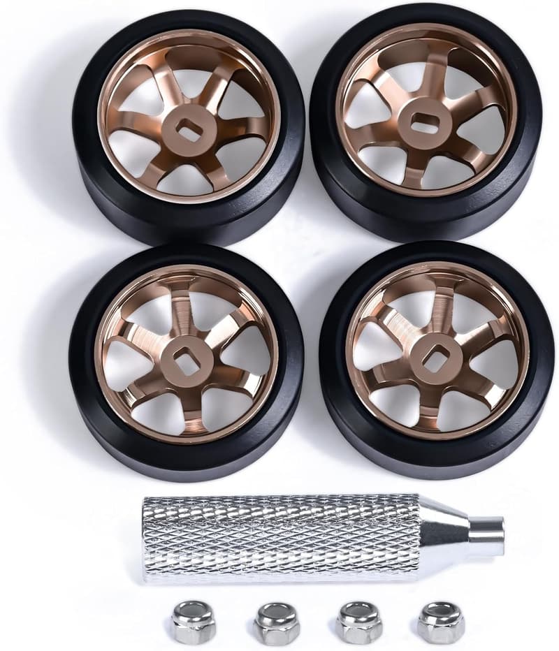 Aluminum Alloy Drift Rims & Tires for 1/28 RC Cars - 4 Pcs