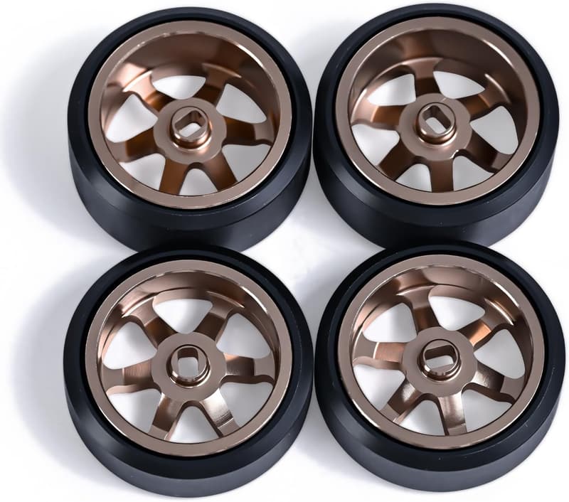 Aluminum Alloy Drift Rims & Tires for 1/28 RC Cars - 4 Pcs