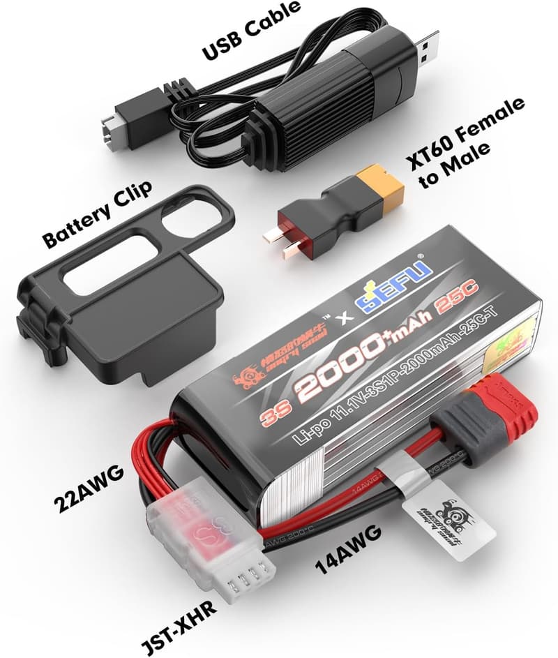 RC Car Upgrade: 3S 2000mAh LiPo Battery for 1/14 & 1/16 Scale