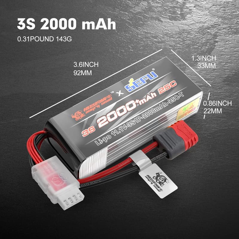 RC Car Upgrade: 3S 2000mAh LiPo Battery for 1/14 & 1/16 Scale
