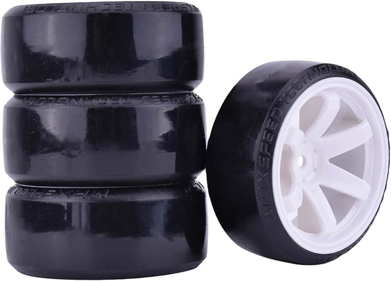 63mm Hard Tyres Set for 1/10 Drift Cars (White)