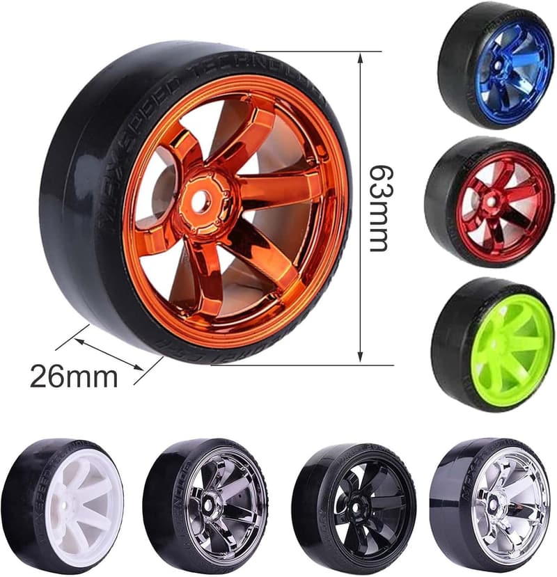 63mm Hard Tyres Set for 1/10 Drift Cars (White)