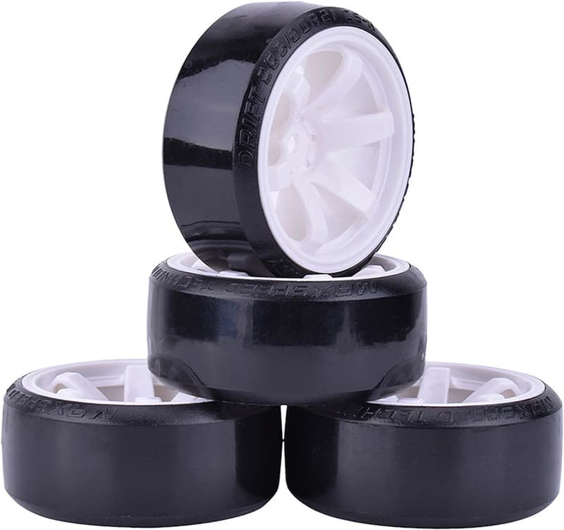 63mm Hard Tyres Set for 1/10 Drift Cars (White)