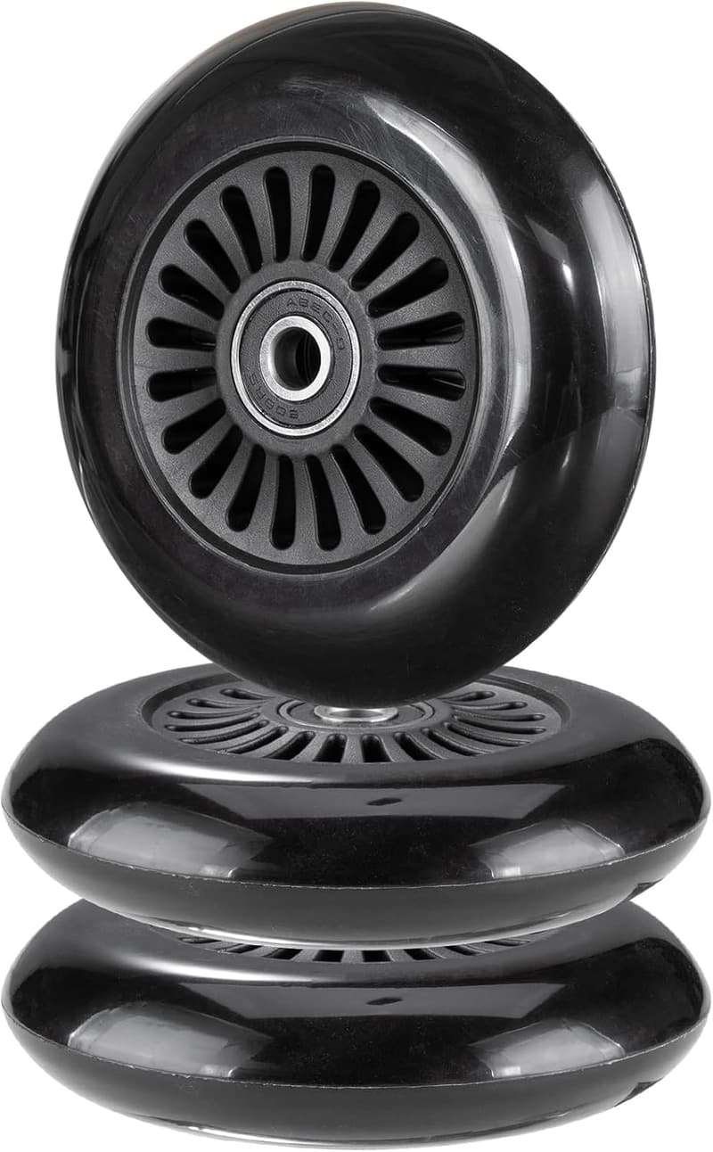 Roller Replacement Wheels with ABEC-9 Bearings for Go Karts & Scooters (Set of 3, Black)