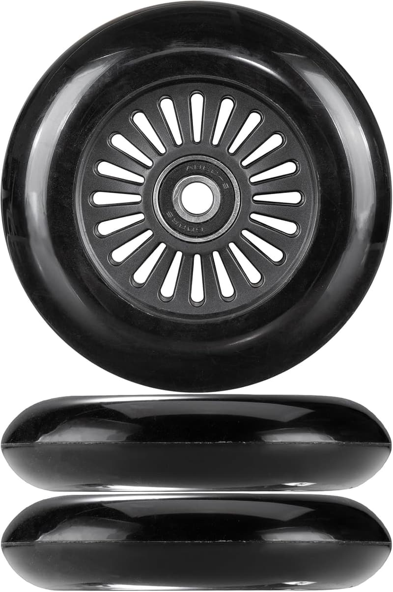 Roller Replacement Wheels with ABEC-9 Bearings for Go Karts & Scooters (Set of 3, Black)