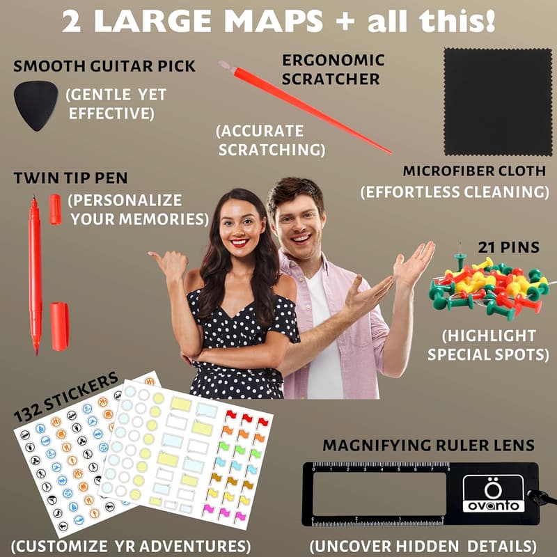 Scratch-Off World and US Maps Set – 17x24” Durable Gift for Travelers