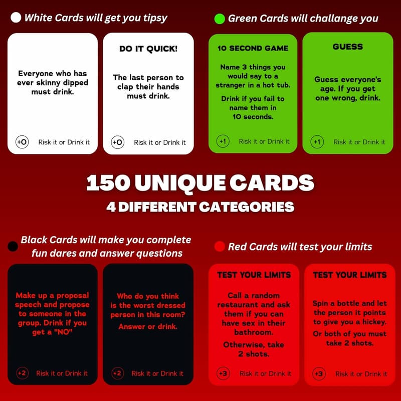 Party Drinking Game: 150 Hilarious Dares & Questions for Adults