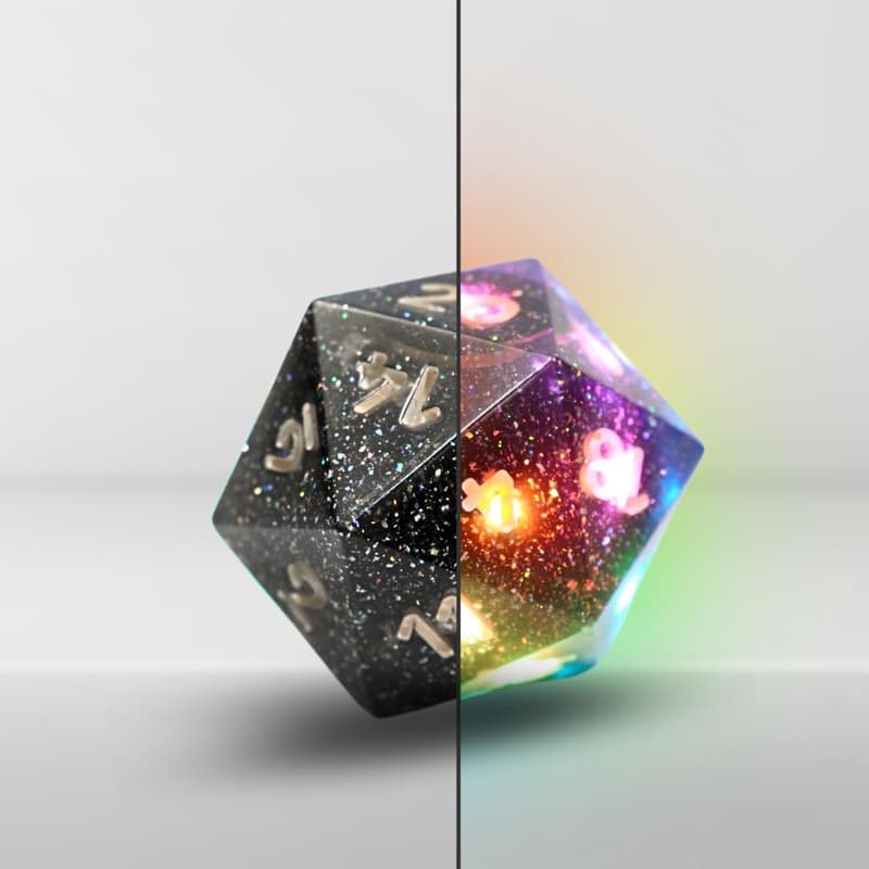 RGB D20 Electronic Dice - Midnight Galaxy, App-Controlled for RPGs