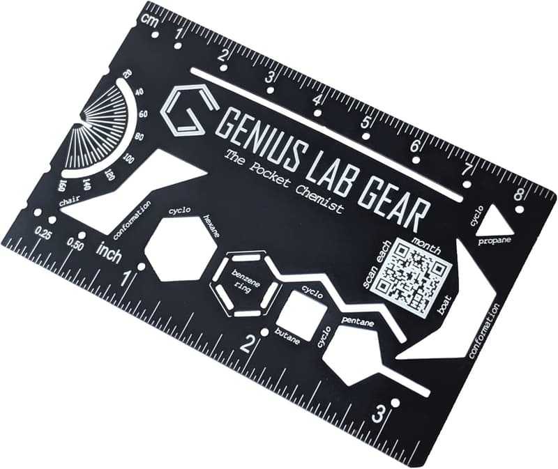 Organic Chemistry Stencil Kit - 3-Inch Metal Ruler for Chemists