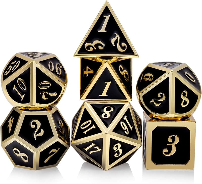 Dungeons & Dragons Metal Polyhedral Dice Set with Gift Box