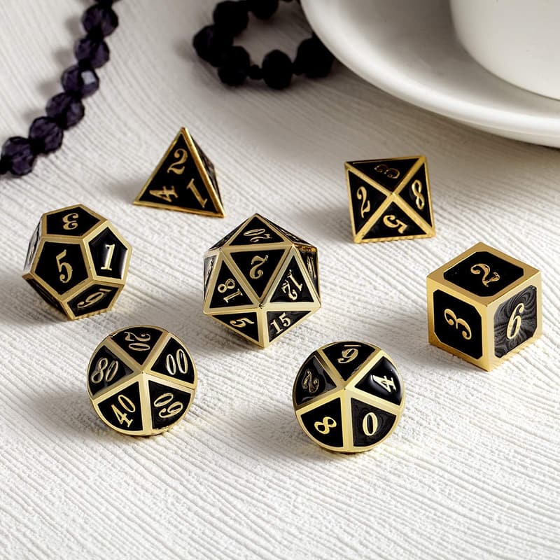 Dungeons & Dragons Metal Polyhedral Dice Set with Gift Box