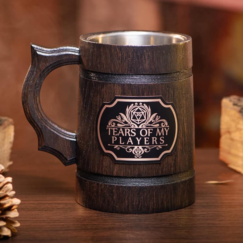 Dungeons & Dragons Wooden Beer Mug - 17oz DM Gift