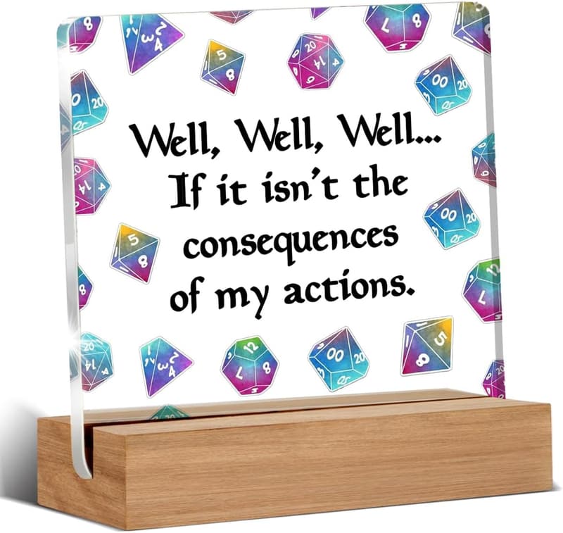 Funny DND Dice Plaque for RPG Gamers and Dungeon Masters
