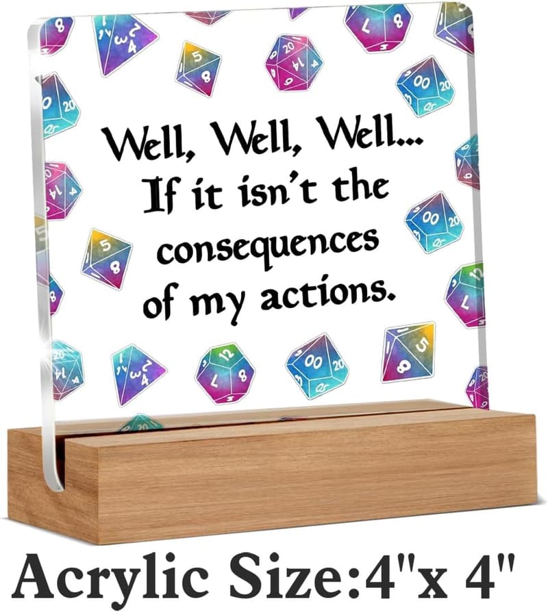 Funny DND Dice Plaque for RPG Gamers and Dungeon Masters