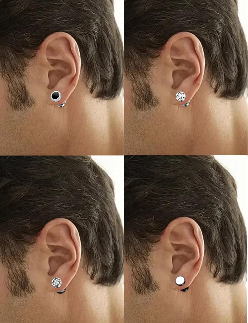 16 Pairs Stainless Steel Fake Gauge Earrings Set for Men & Women