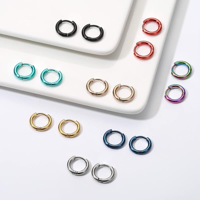 Hypoallergenic Stainless Steel Small Hoop Earrings Set for Men & Women