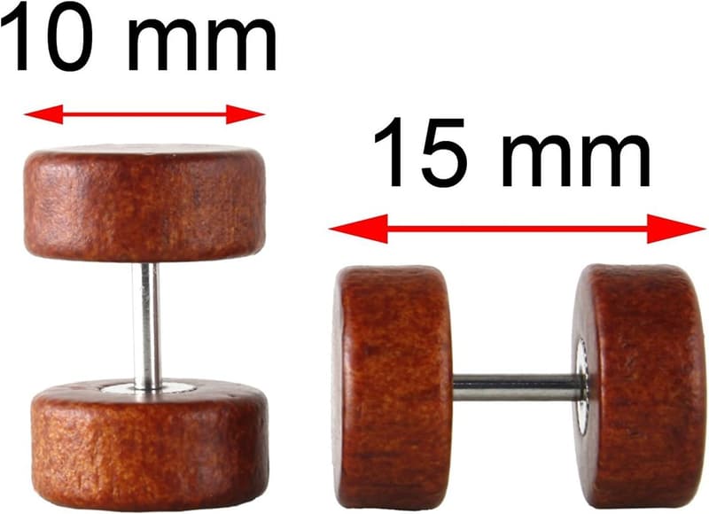 Wooden Stud Earrings for Men & Women - Faux Gauge Plugs (8-10mm)