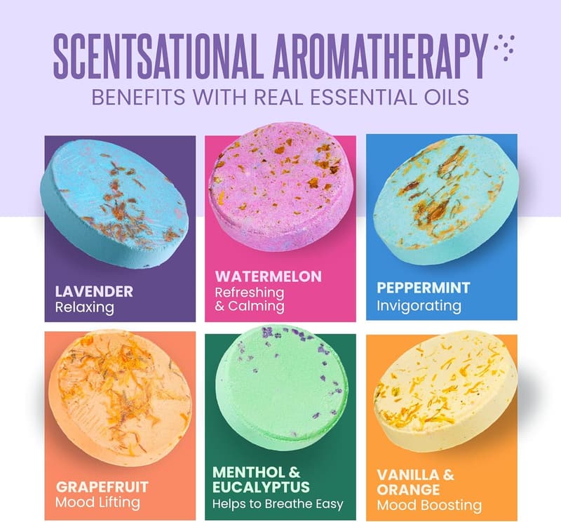 Aromatherapy Shower Steamers for Self-Care & Relaxation – 6 Tablets