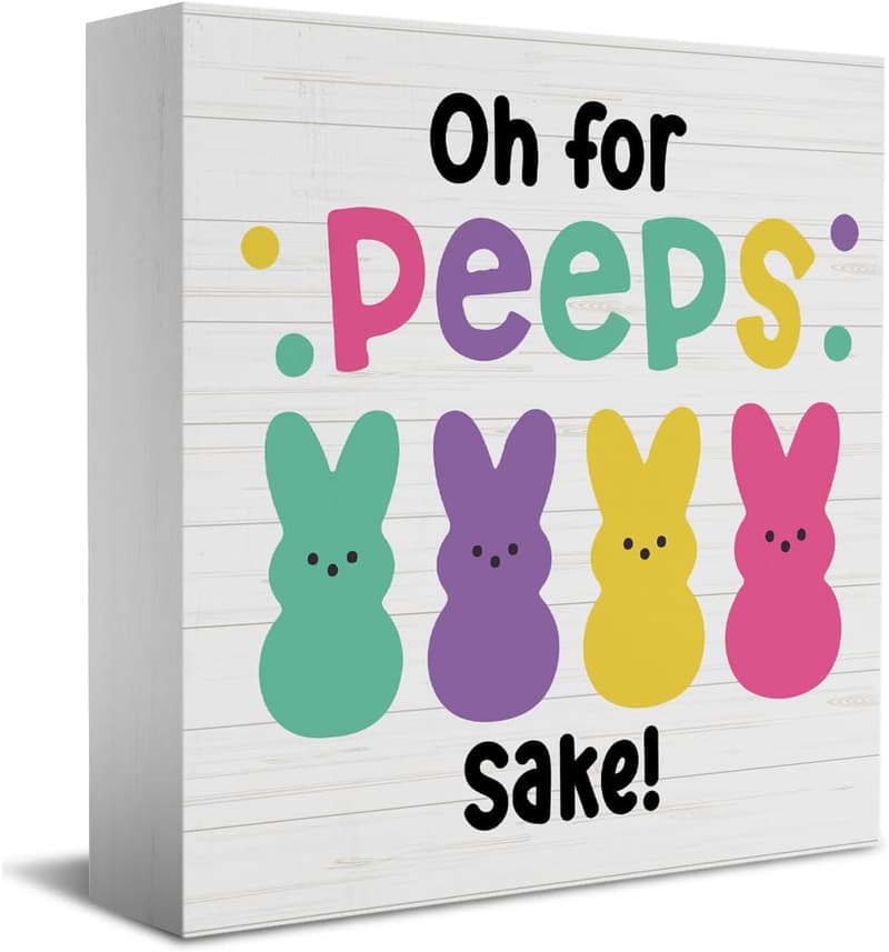 Easter Bunny Wooden Box Sign for Home Decor