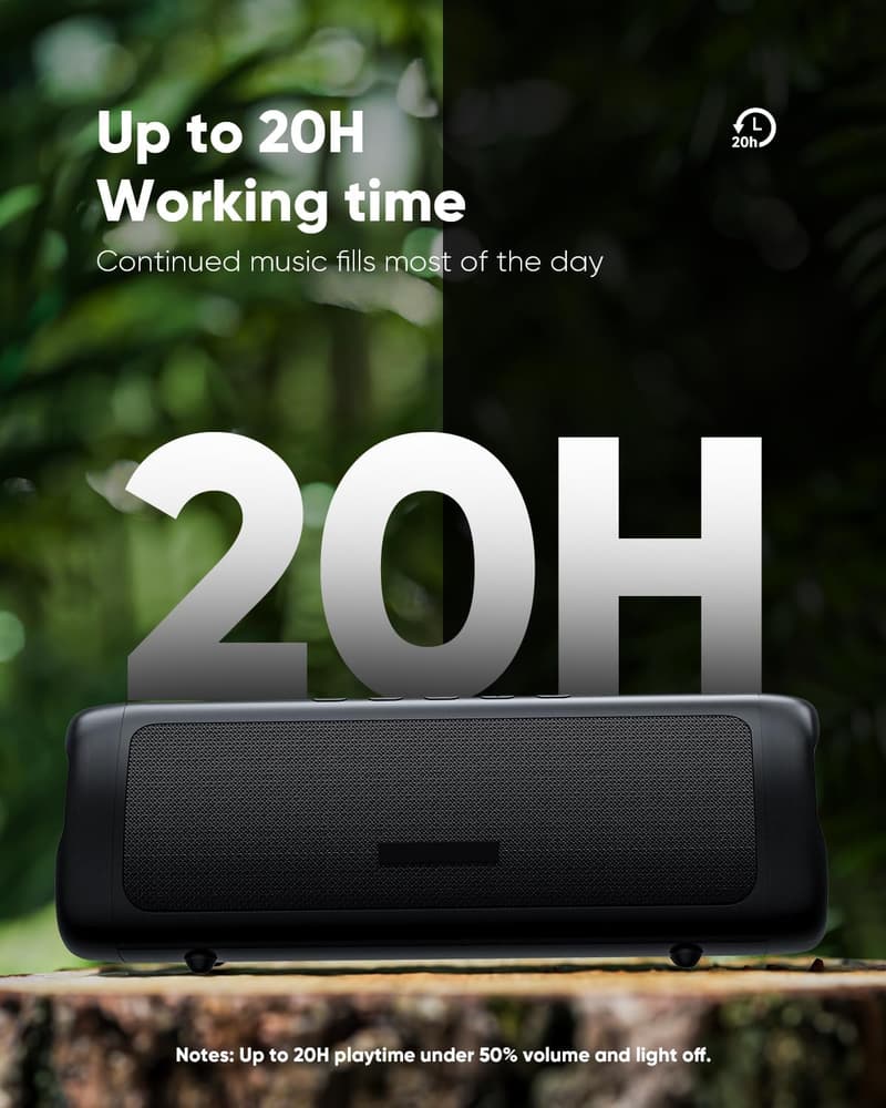 Portable Waterproof Bluetooth Speaker with HD Sound - 20H Playtime