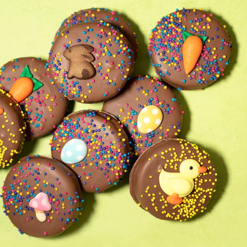 Easter Chocolate-Dipped Sandwich Cookies Gift Basket - 7pc