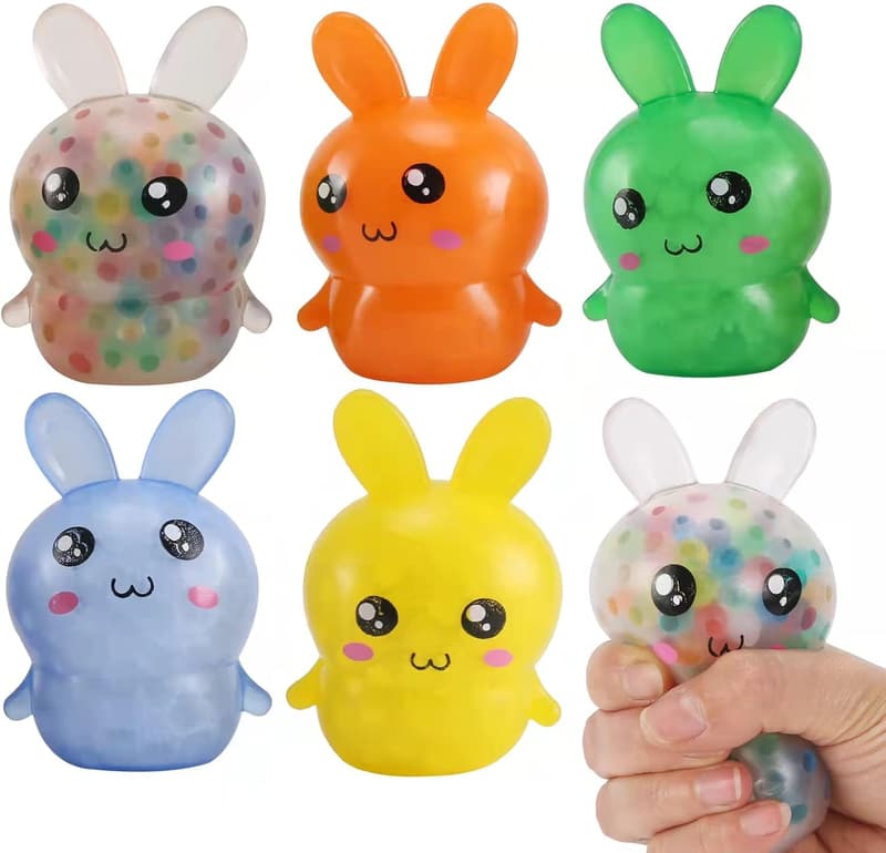 Easter Basket Stuffers: 5-Pack Squishy Bunny Stress Balls