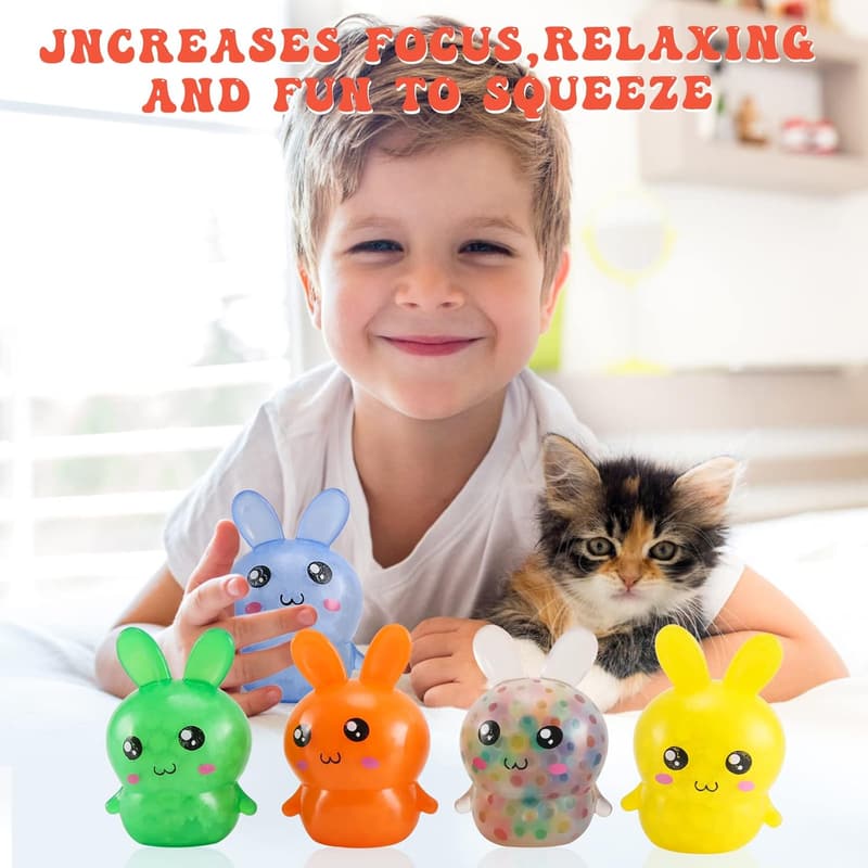 Easter Basket Stuffers: 5-Pack Squishy Bunny Stress Balls