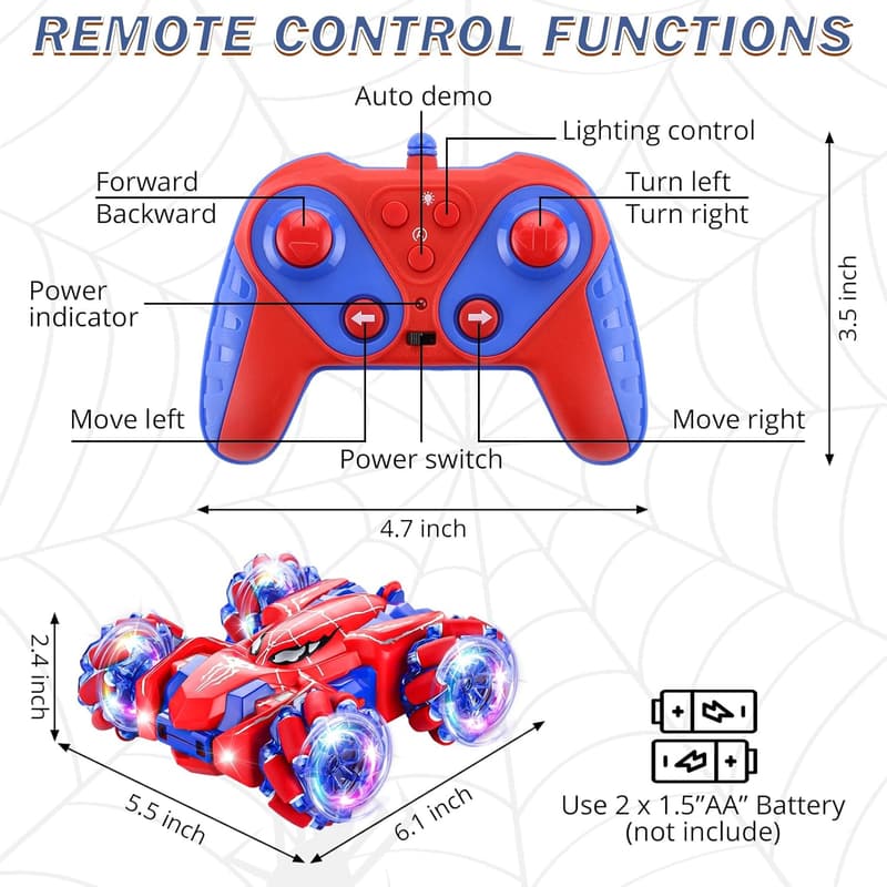 Spider Remote Control Car - 360° Off-Road Stunt Vehicle for Kids