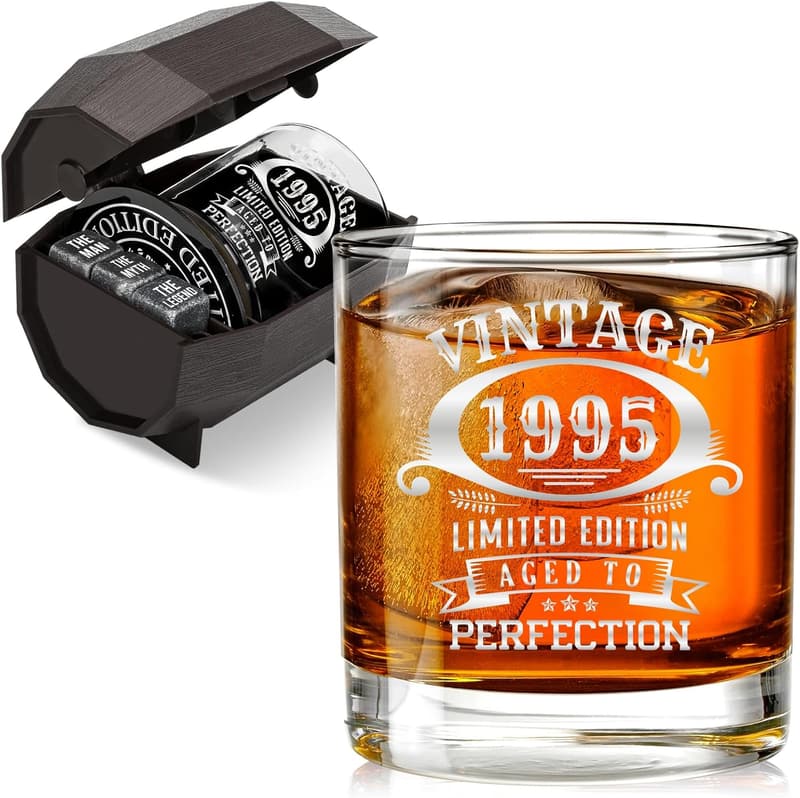 30th Birthday Vintage Whiskey Glass Set for Him
