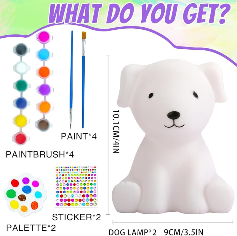 DIY Dog Night Light Painting Kit for Kids, Creative Art Supplies