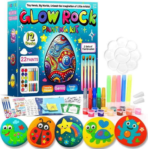 Kids' Glow-in-the-Dark Rock Painting Kit - Perfect Birthday Gift