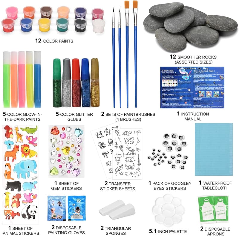 Kids' Glow-in-the-Dark Rock Painting Kit - Perfect Birthday Gift