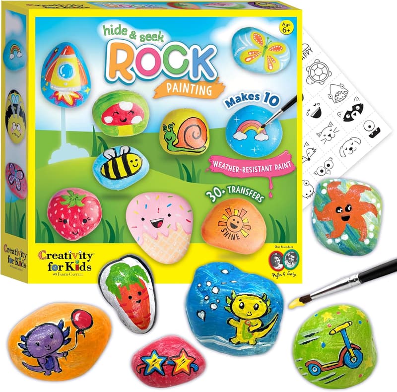 Kids' Rock Painting Kit - Arts & Crafts Activity for Ages 6-8+