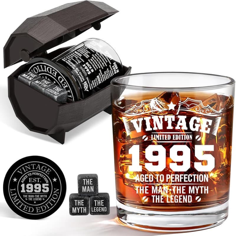 30th Birthday Whiskey Glass Set for Men