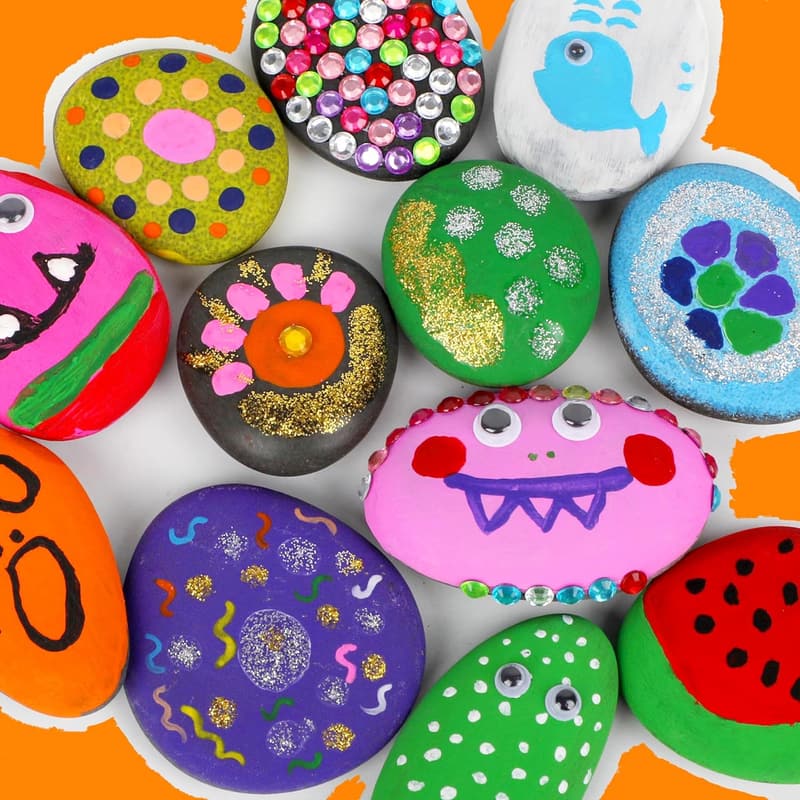 Rock Painting Kit for Kids and Adults - 12 Rocks, Fun Arts & Crafts